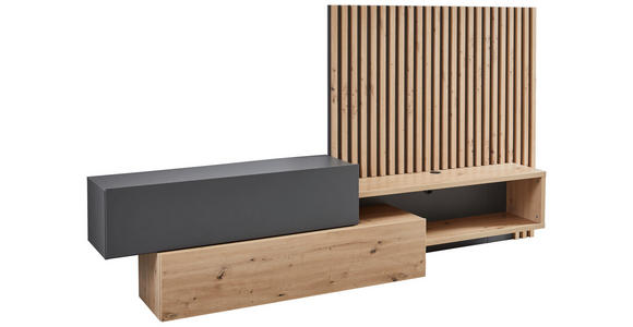 WOHNWAND in Grau, Eiche Artisan 288,5/152,5/42,5 cm - Eiche Artisan/Grau, MODERN, Holzwerkstoff (288,5/152,5/42,5cm) - Carryhome