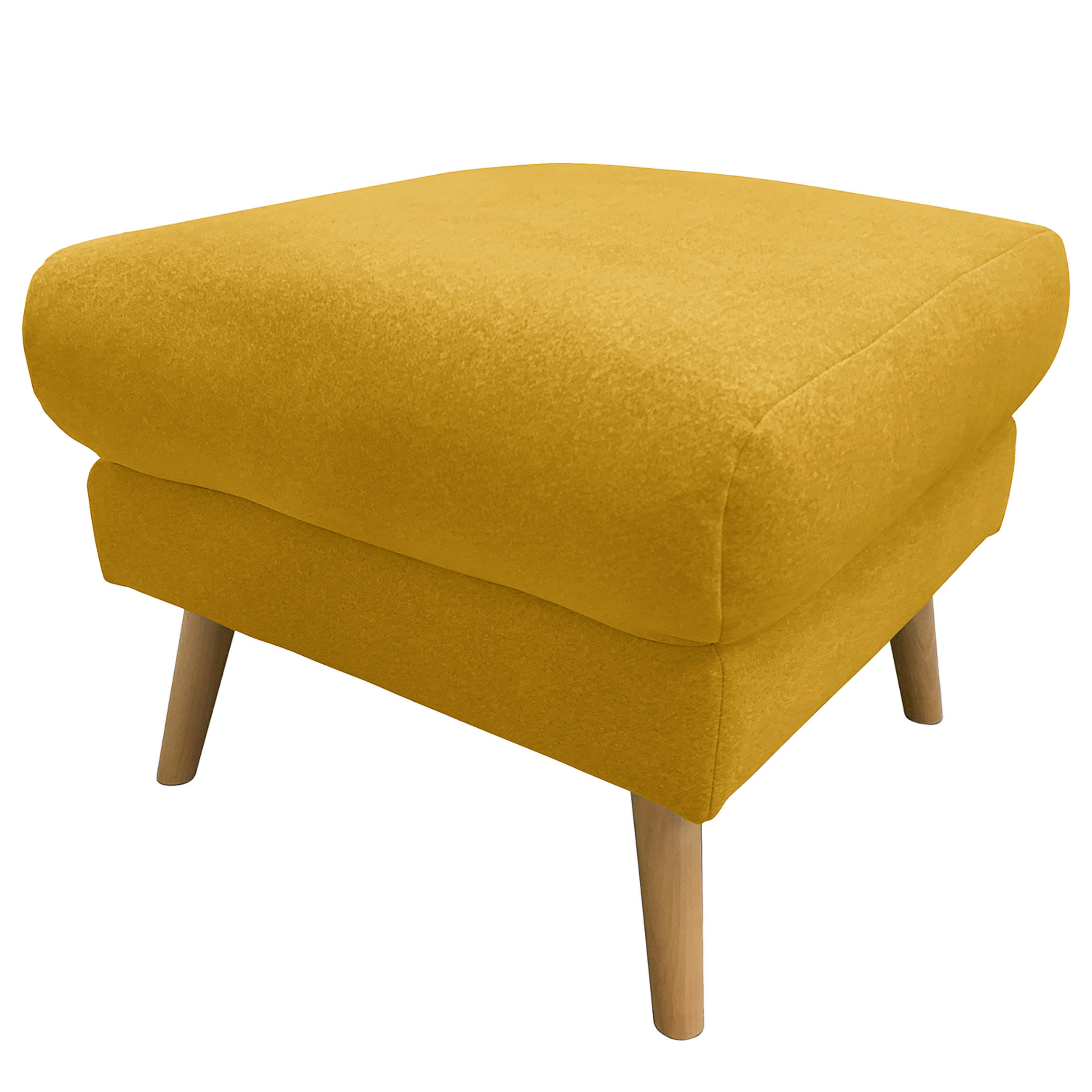 HOCKERTextil Gelb  - Gelb/Buchefarben, Design, Holz/Textil (61/49/65cm) - Livetastic