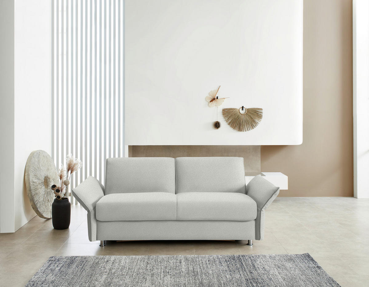 SCHLAFSOFA  in Flachgewebe Hellgrau  - Chromfarben/Hellgrau, Design, Textil/Metall (194-234/88/101cm) - Bali