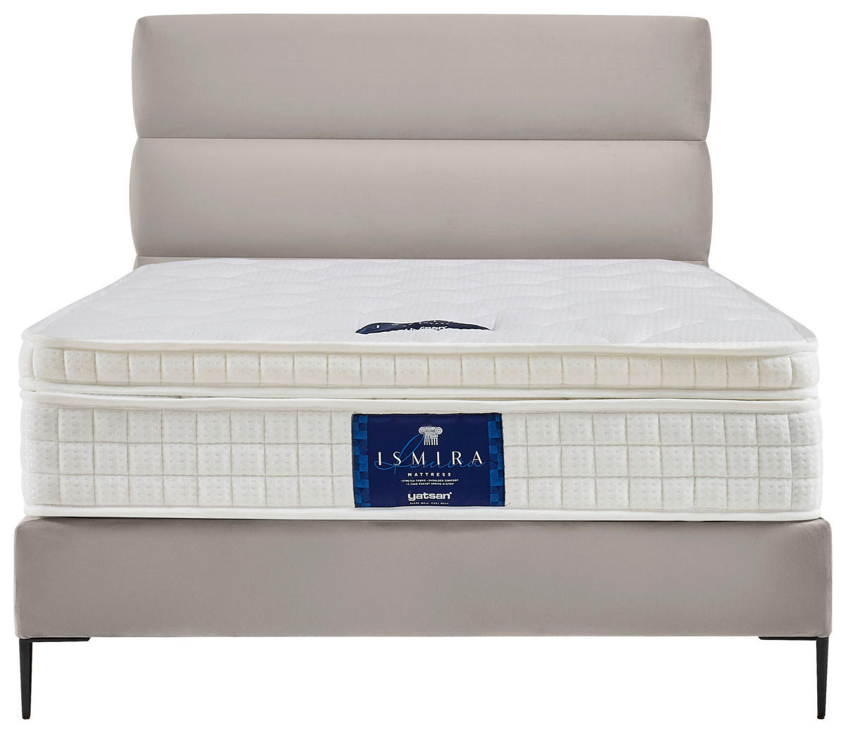 BOXSPRINGBETT 140/200 cm  in Creme  - Creme/Schwarz, MODERN, Holzwerkstoff/Textil (140/200cm) - MID.YOU