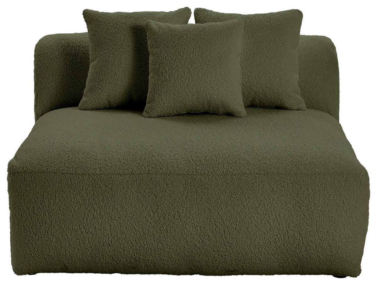 SOFAELEMENT in Flachgewebe, Teddystoff Olivgrün  - Olivgrün, Trend, Textil (120/70/122cm) - Livetastic