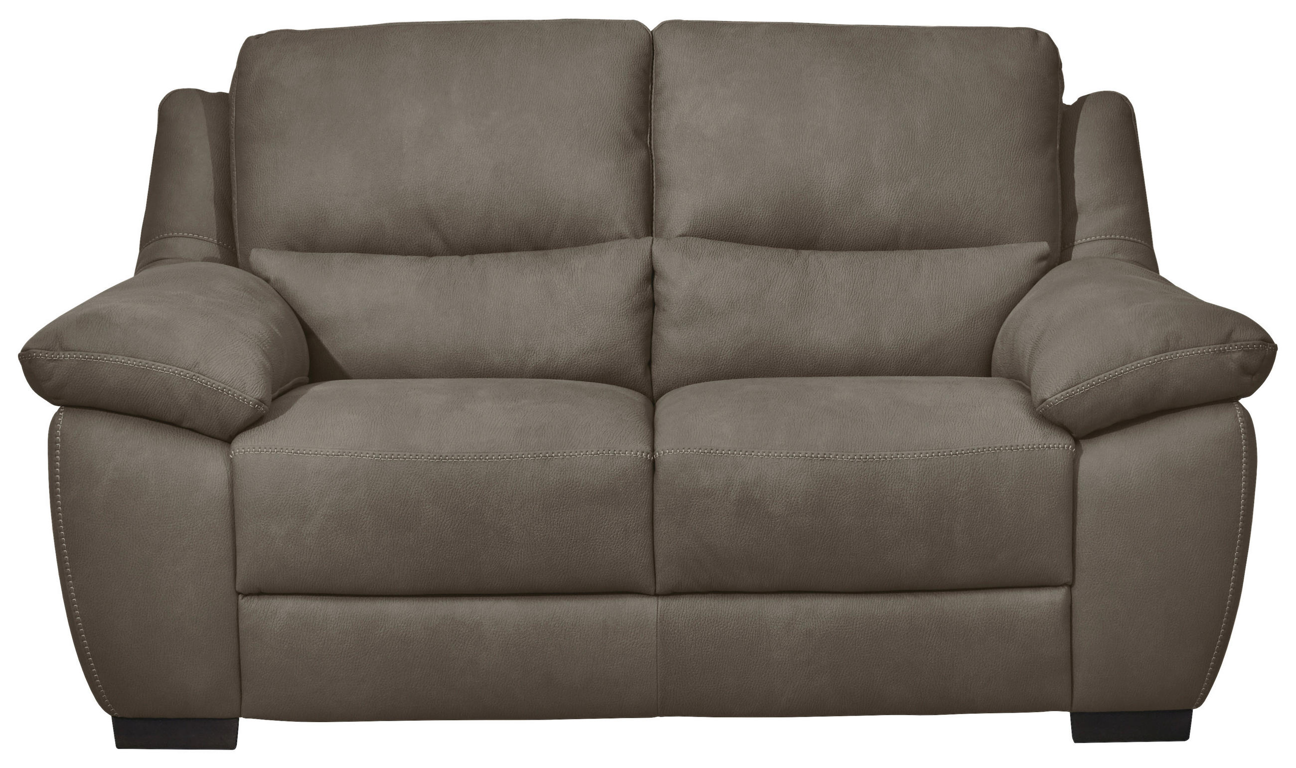 2-SITZER mit elektr.Funktion Webstoff Braun, Greige  - Wengefarben/Greige, KONVENTIONELL, Holz/Textil (173/96/99cm) - Livetastic