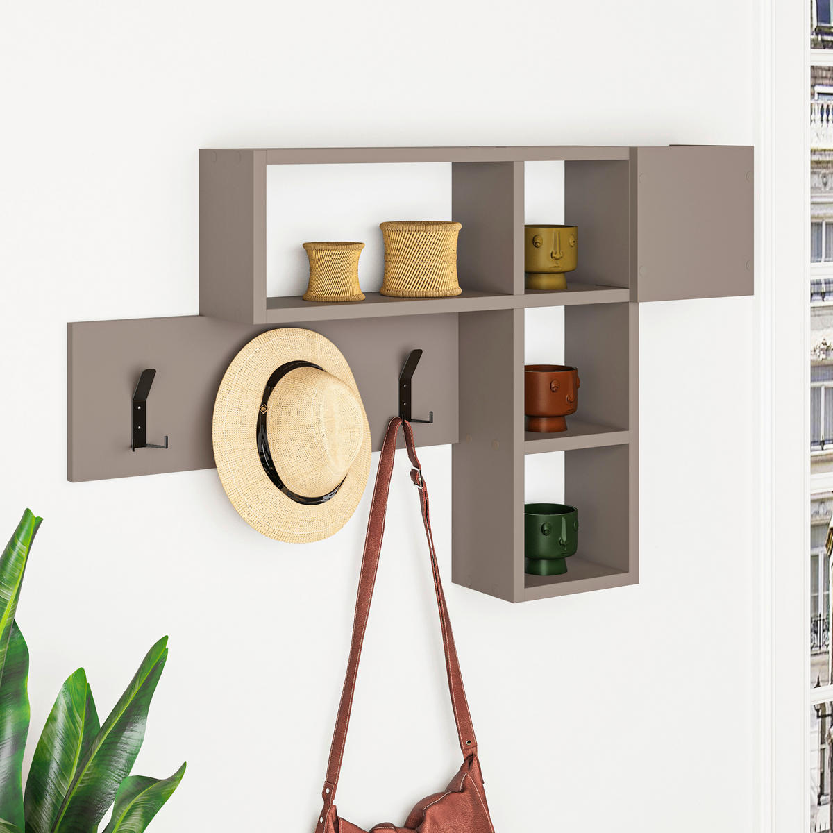 WANDGARDEROBE - Mokka, Design, Holzwerkstoff (99.5/61/15cm) - Livetastic