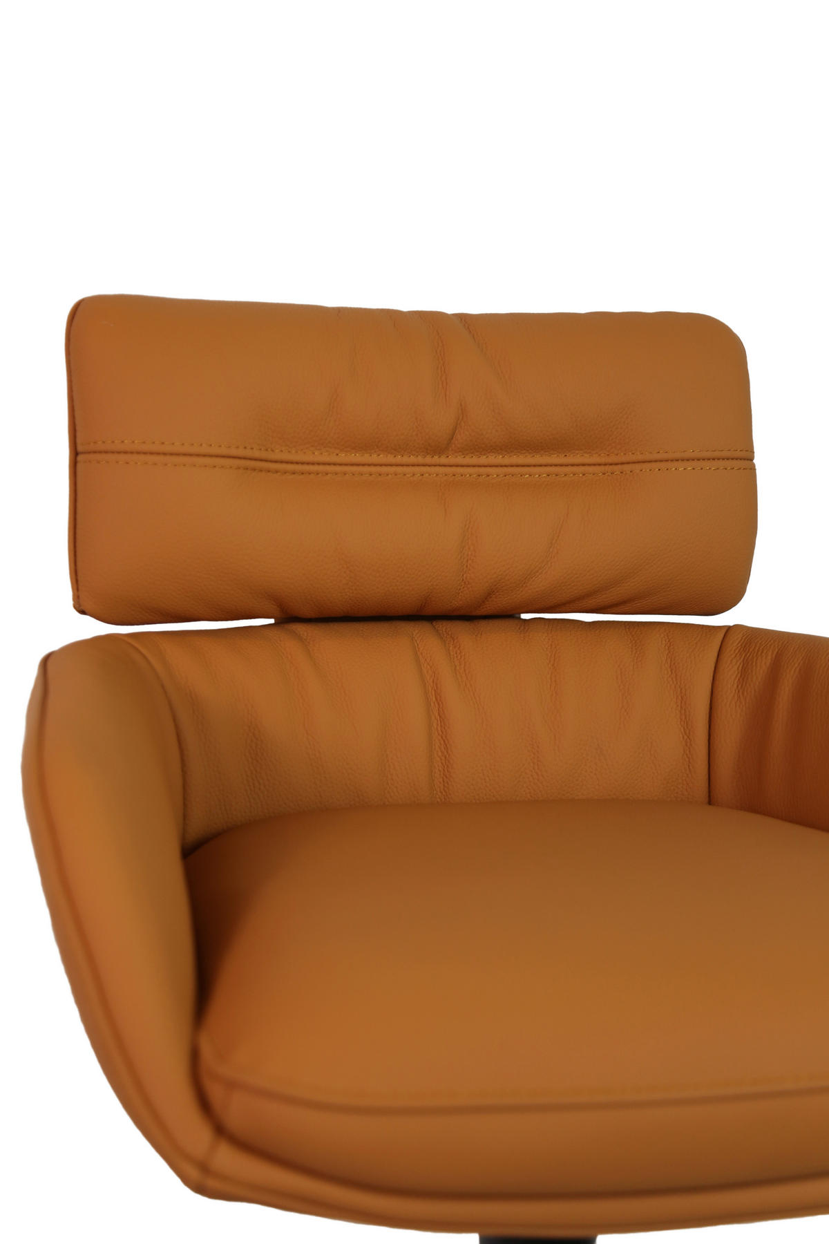BARHOCKER Echtleder Schwarz, Cognac Eisen Sitzfläche 360° drehbar, Lederauswahl  - Cognac/Schwarz, Design, Leder/Metall (54/99-116.5/52cm) - Dieter Knoll
