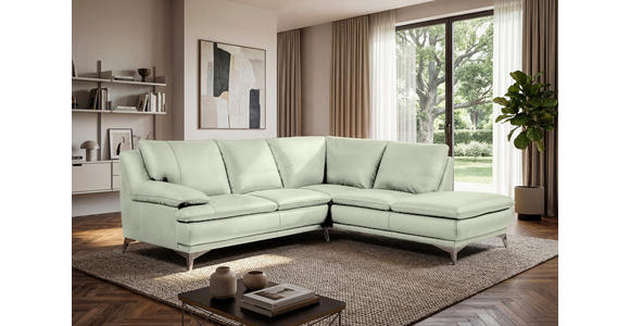 ECKSOFA Weiß Echtleder  - Chromfarben/Weiß, Design, Leder/Metall (242/224cm) - Novel
