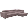 ECKSOFA in Chenille Altrosa  - Chromfarben/Altrosa, Design, Textil (301/207cm) - Xora