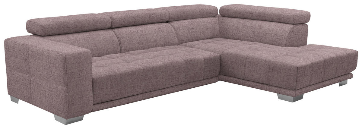 ECKSOFA in Chenille Altrosa  - Chromfarben/Altrosa, Design, Textil (301/207cm) - Xora