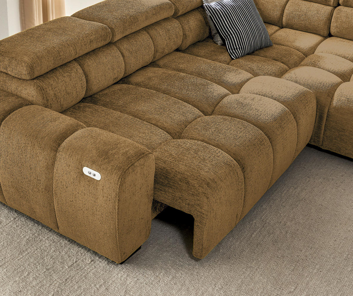 ECKSOFA in Webstoff Senfgelb  - Senfgelb/Schwarz, Modern, Kunststoff/Textil (297/205cm) - Welnova