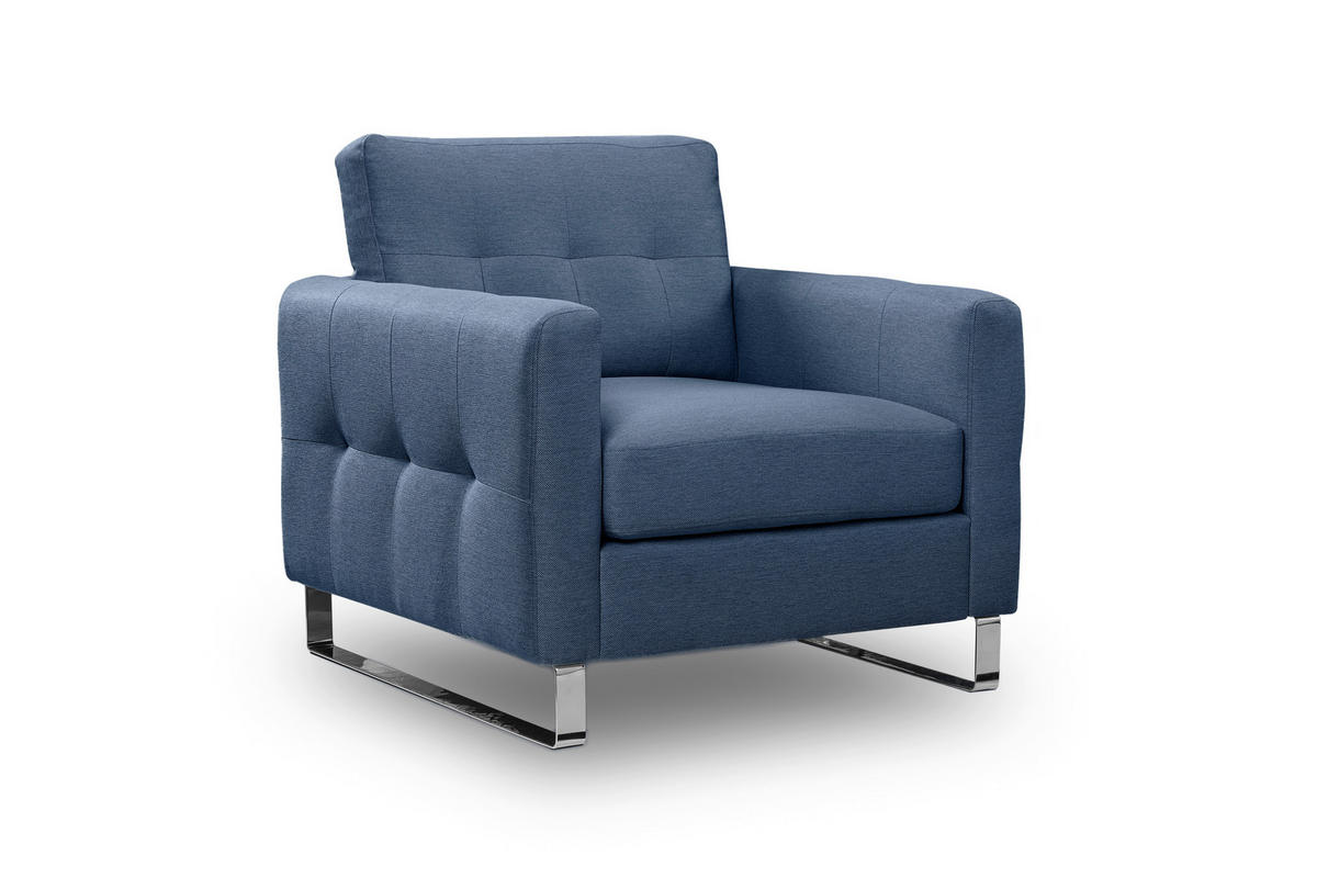 1,5-SITZER HERA Flachgewebe Dunkelblau  - Chromfarben/Dunkelblau, Basics, Textil/Metall (93/92/94cm) - MID.YOU