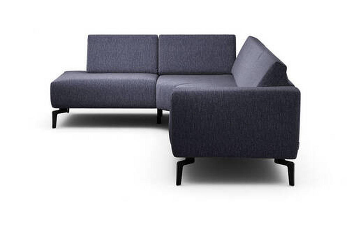 ECKSOFA in Chenille Blau  193/256 cm  - Blau/Schwarz, Design, Textil/Metall (193/256cm) - SENSOO