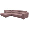 ECKSOFA  in Mikrofaser Rosa  207/301 cm  - Chromfarben/Rosa, Design, Textil/Metall (207/301cm) - Xora
