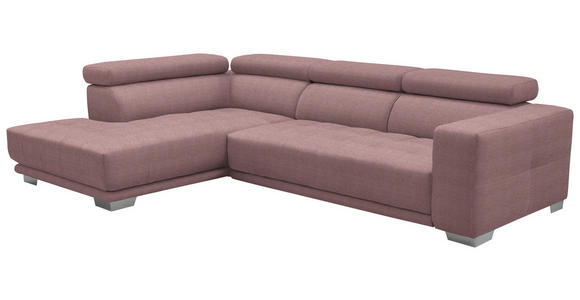 ECKSOFA  in Mikrofaser Rosa  207/301 cm  - Chromfarben/Rosa, Design, Textil/Metall (207/301cm) - Xora