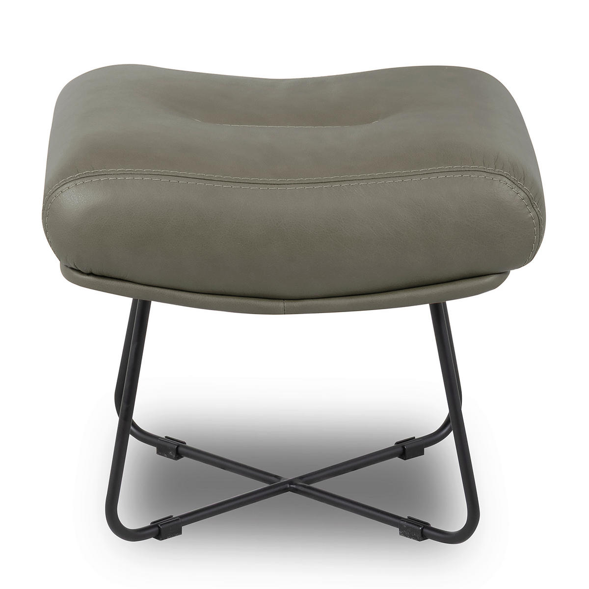 SESSELSET Echtleder Grau  - Kirschrot/Schwarz, Design, Leder/Metall (67/87/74cm) - Livetastic