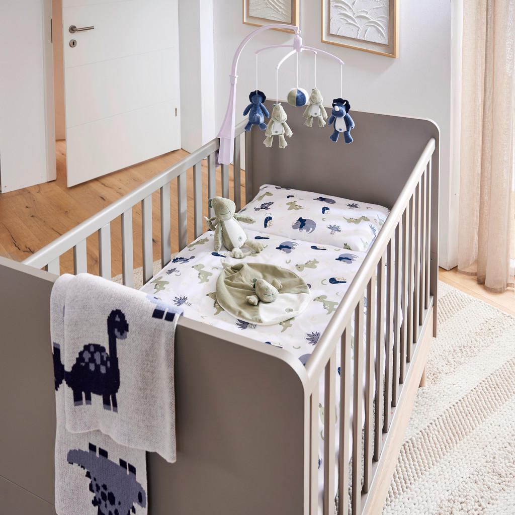 Thumbnail - Patinio Babybettwäsche Dani & Didi, Blau, Weiß, Textil, Dinosaurier, 100x135 cm, Textiles Vertrauen - Oeko-Tex®, schadst...