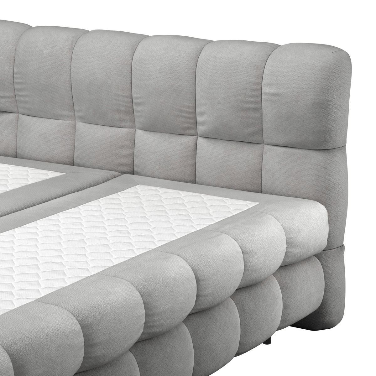 BOXBETT 200/200 cm,  in Silberfarben, gepolstertes Kopfteil, Bettkasten, Topper, H3 + H3 = fest  - Silberfarben/Schwarz, Design, Textil/Metall (200/200cm) - Ti'me