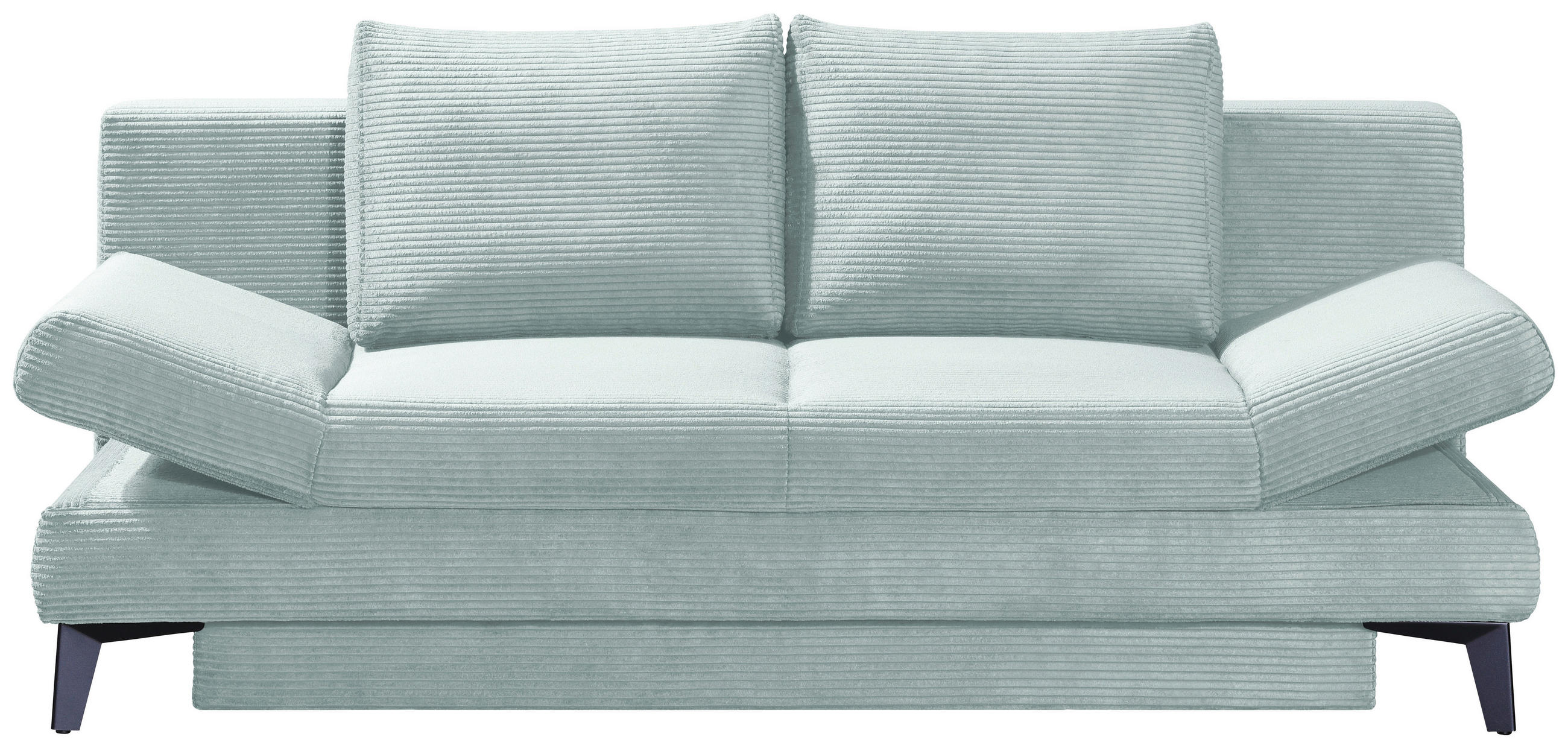 SCHLAFSOFA Cord Hellblau  inkl. Bettkasten, Schlaffunktion, Armteilverstellung  - Schwarz/Hellblau, Design, Textil/Metall (200/85/90cm) - Novel