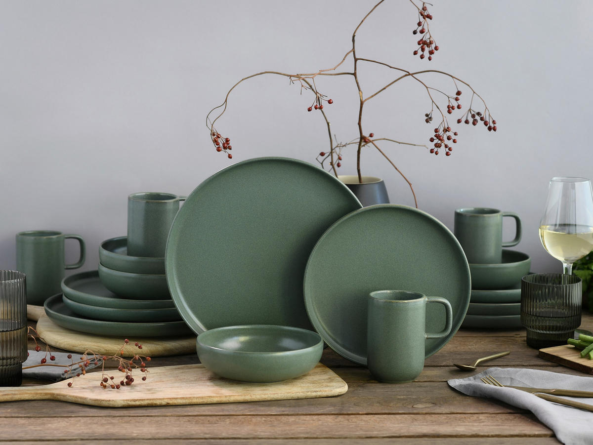 KOMBISERVICE Uno 16-teilig  - Salbeigrün, Basics, Keramik - Creatable