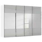 SCHWEBETÜRENSCHRANK  in Weiß, Seidengrau  - Chromfarben/Seidengrau, Design, Glas/Holzwerkstoff (316/235/68cm) - Novel