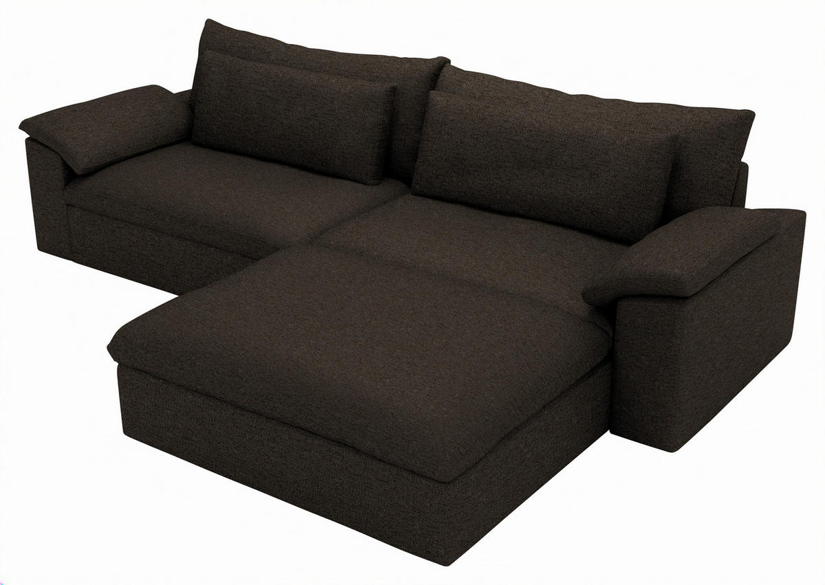 ECKSOFA Flachgewebe Schwarzbraun  - Schwarzbraun/Schwarz, Modern, Kunststoff/Textil (306/198cm) - Carryhome