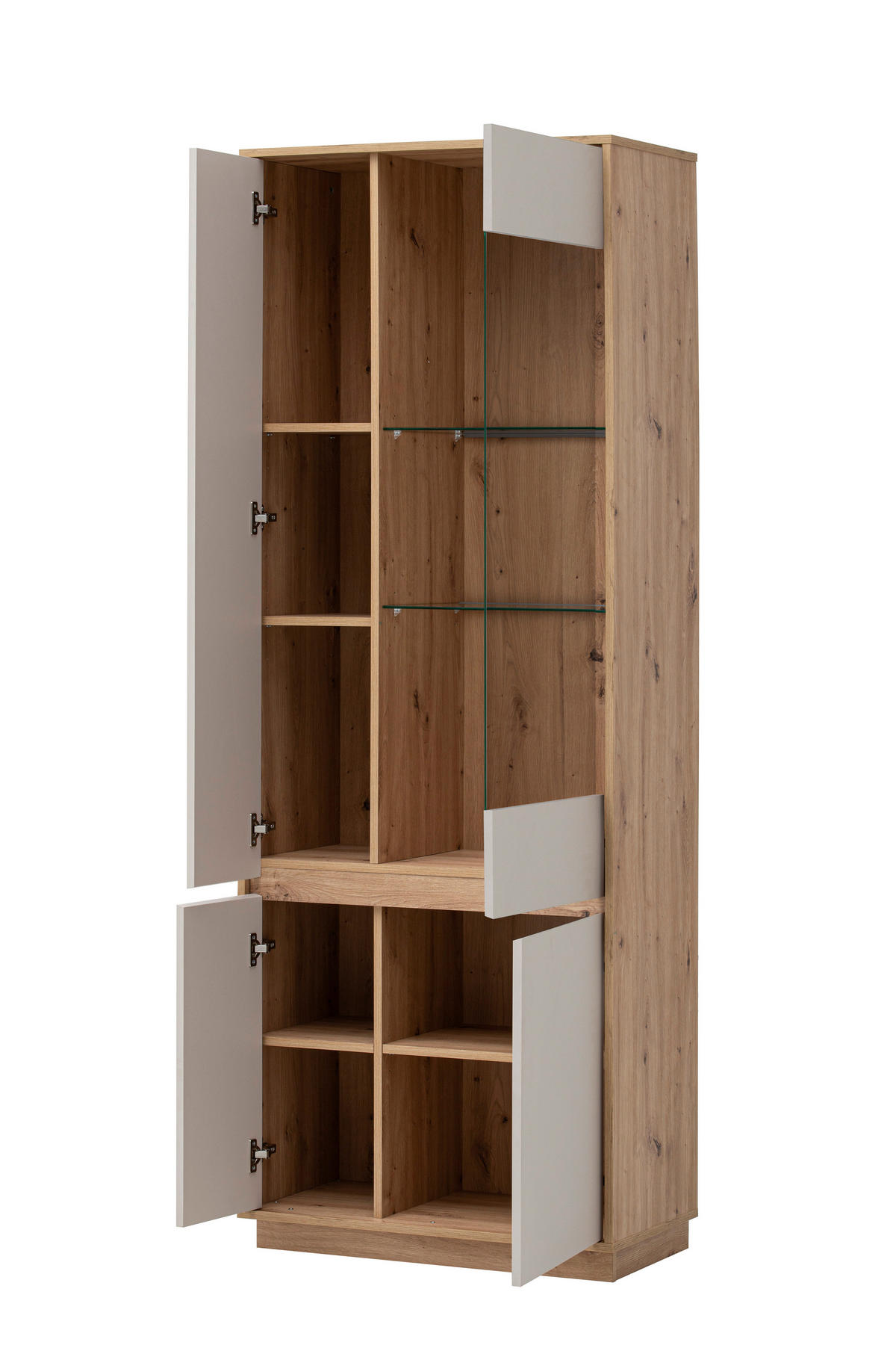 VITRINE  in Eiche Artisan, Kaschmir - Kaschmir/Eiche Artisan, Design, Glas/Holzwerkstoff (75/205/40cm) - MID.YOU