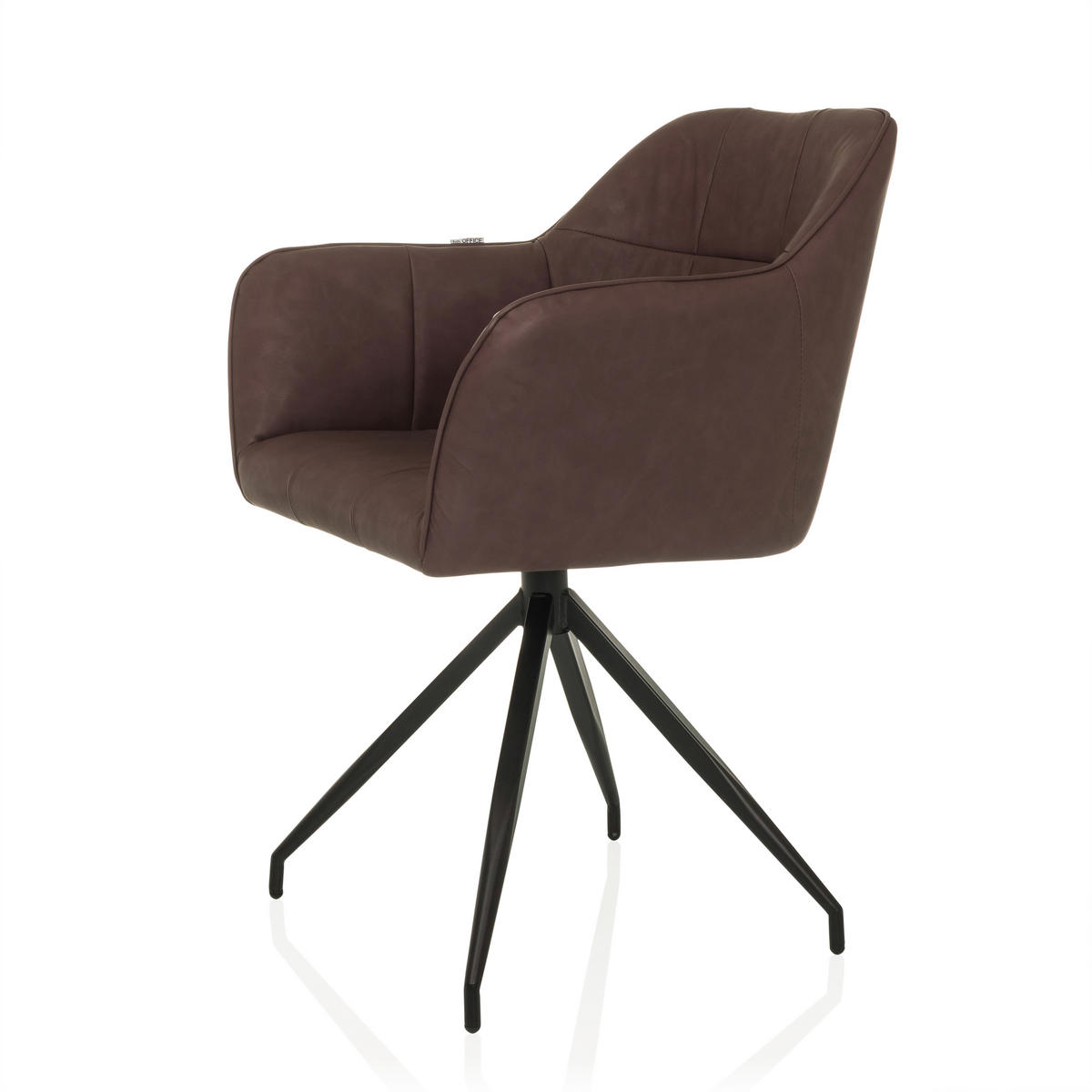 ARMLEHNSTUHL  in Lederlook  - Dunkelbraun/Schwarz, MODERN, Leder/Metall (61/90/56cm) - MID.YOU