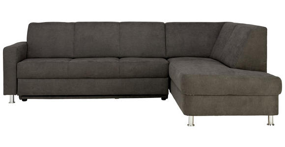 ECKSOFA in Flachgewebe Grau  - Chromfarben/Grau, Design, Textil/Metall (256/198cm) - Xora