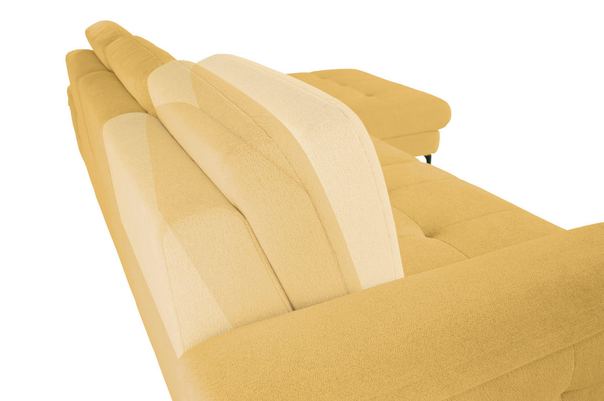 ECKSOFA ALMA Gelb Chenille  - Gelb/Schwarz, Design, Textil/Metall (285/191cm) - Livetastic