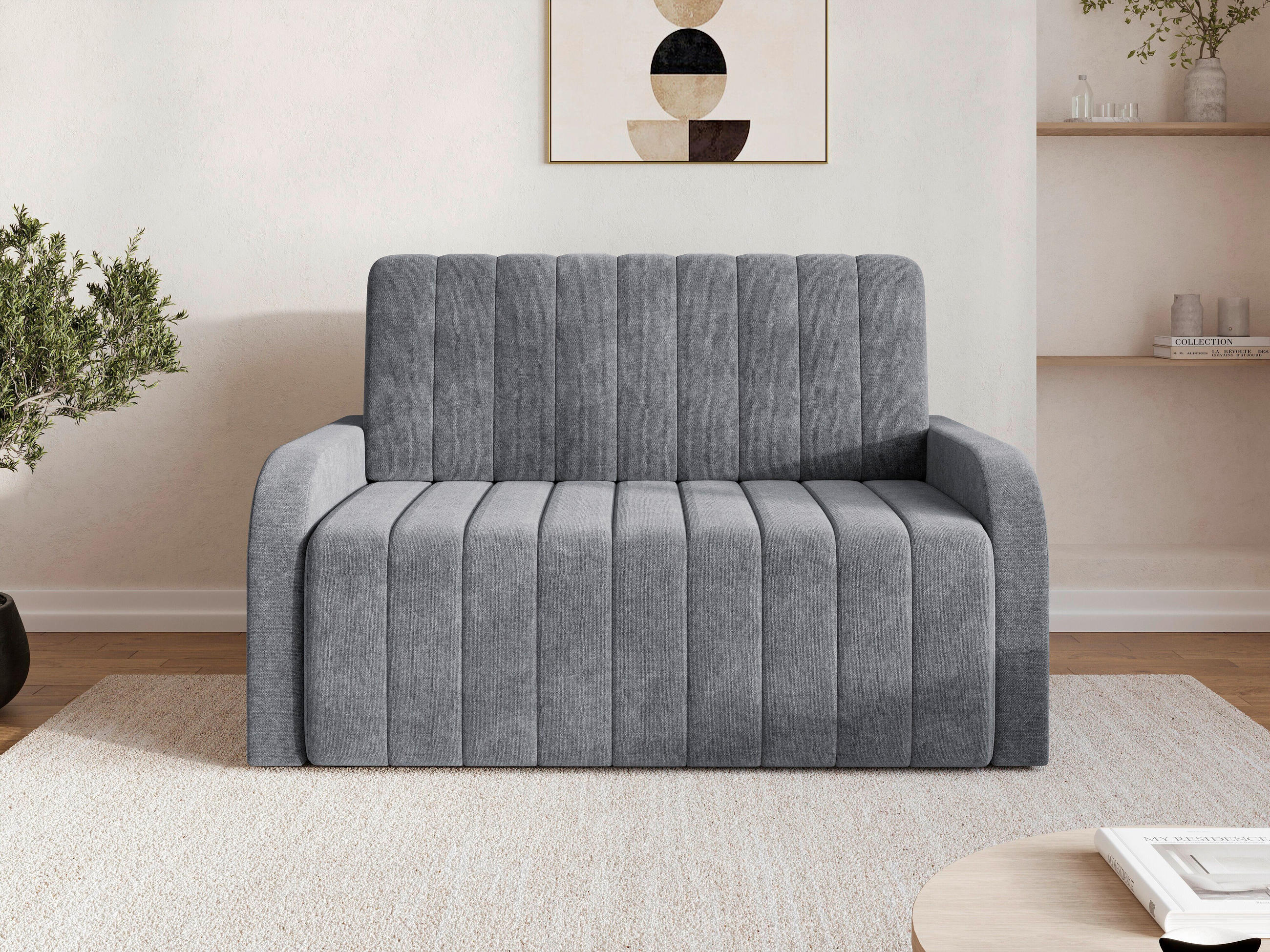 SCHLAFSOFA ALASKA 120 Anthrazit  inkl. Schlaffunktion, Stauraum  - Anthrazit/Schwarz, Design, Kunststoff/Textil (141/90/104cm) - MID.YOU