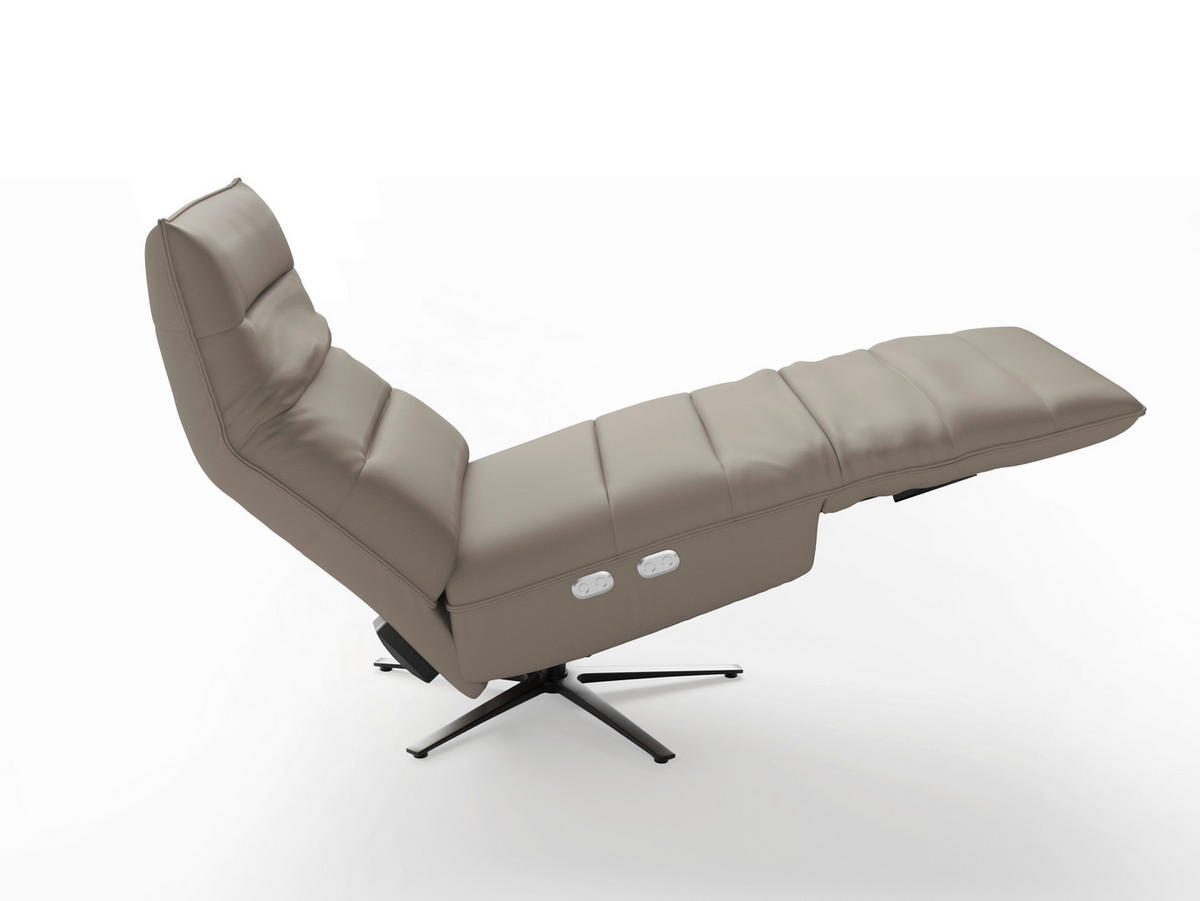 RELAXSESSEL in Leder Grau  - Schwarz/Grau, Basics, Leder/Metall (80/109/98cm) - Sit & More