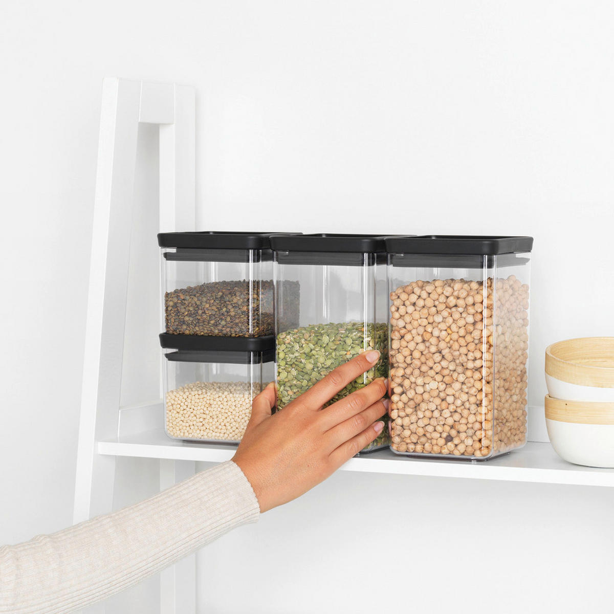SADA DÓZ 4 ks 4dílné - černá/průhledné, Design, plast (11.2/29.6/22.3cm) - Brabantia