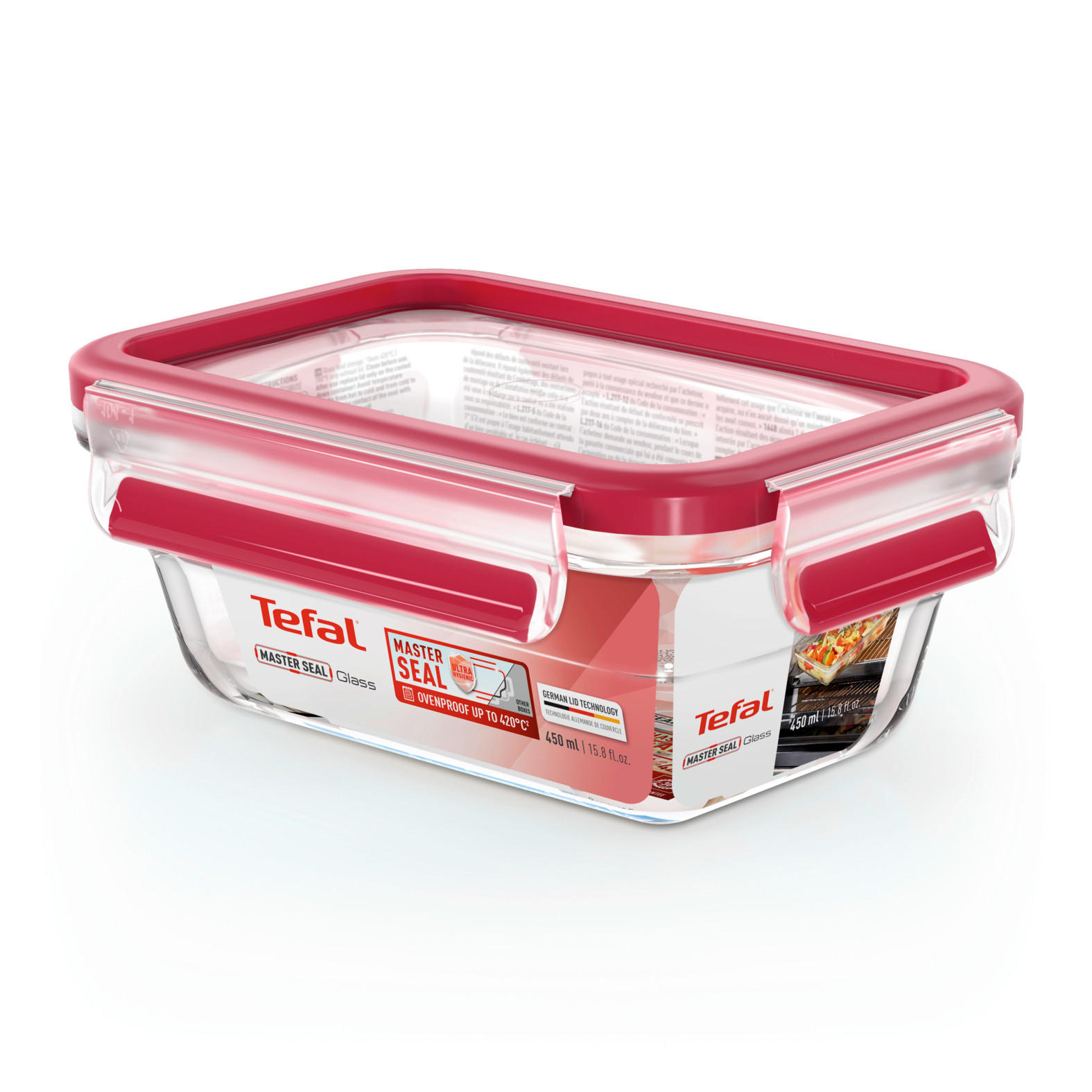 POSUDA ZA ČUVANJE NAMIRNICA  0,45 l   - prozirno/crvena, Basics, staklo/plastika (16.8/11.8/7cm) - Tefal