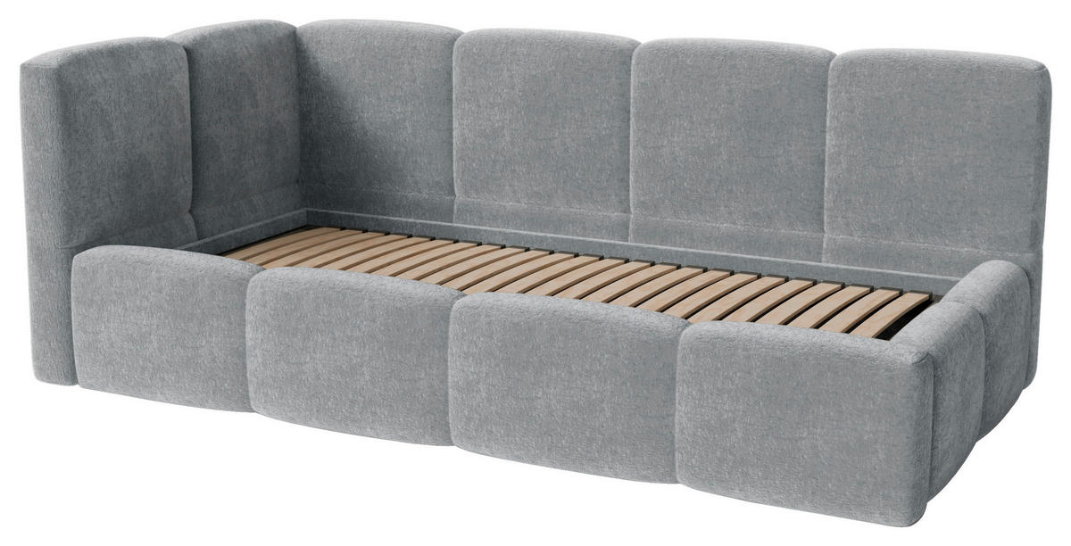 POLSTERBETT 90/200 cm,  in Silberfarben, Lattenrost, Bettkasten,  - Silberfarben/Schwarz, Design, Holz/Textil (90/200cm) - Chameo