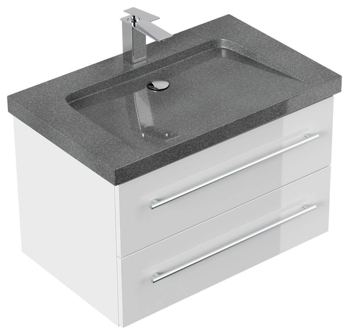 WASCHTISCHKOMBI 75 cm  - Weiß Hochglanz, Basics, Holzwerkstoff/Stein (75cm) - MID.YOU