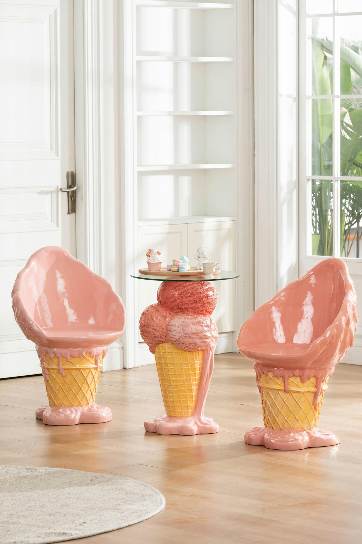 POMOĆNI STOLIĆ narančasta, pink, bež  plastika, staklo   - narančasta/pink, Lifestyle, staklo/plastika (48/70,5cm) - Ambia Home
