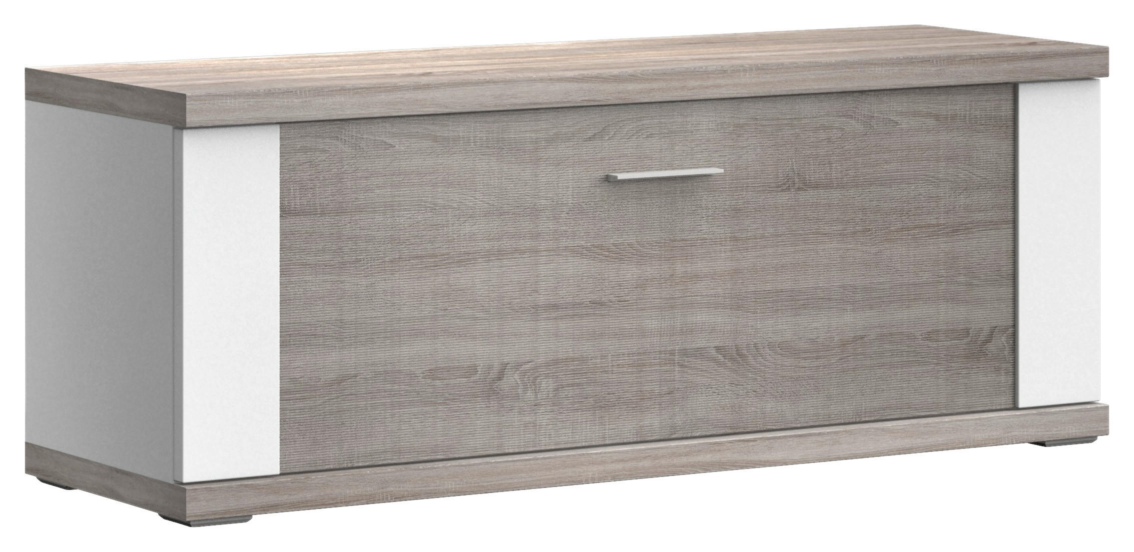GARDEROBENBANK Weiß, Eichefarben - Chromfarben/Eichefarben, Design, Metall (129/50/42cm) - Xora