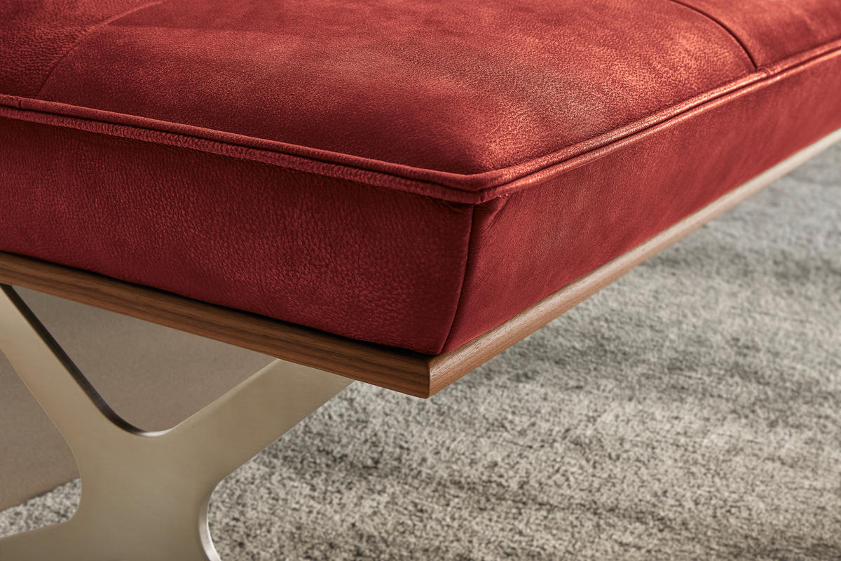 SITZBANK in Holz, Metall, Leder Rot, Edelstahlfarben  - Edelstahlfarben/Rot, Design, Leder/Holz (214/88/66cm) - Koinor