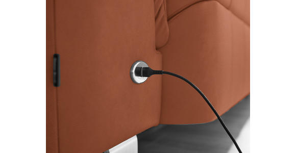 ECKSOFA in Echtleder Cognac 233/309 cm - Edelstahlfarben/Cognac, Design, Leder/Metall (233/309cm) - Dieter Knoll