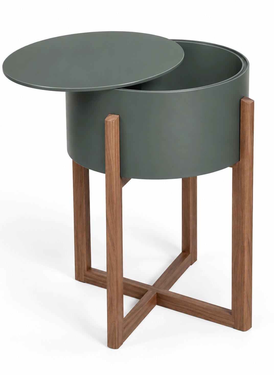NACHTSCHRANK 40/60/40 cm, Grün, Nussbaumfarben, massiv  - Nussbaumfarben/Grün, Design, Glas/Holz (40/60/40cm) - hülsta