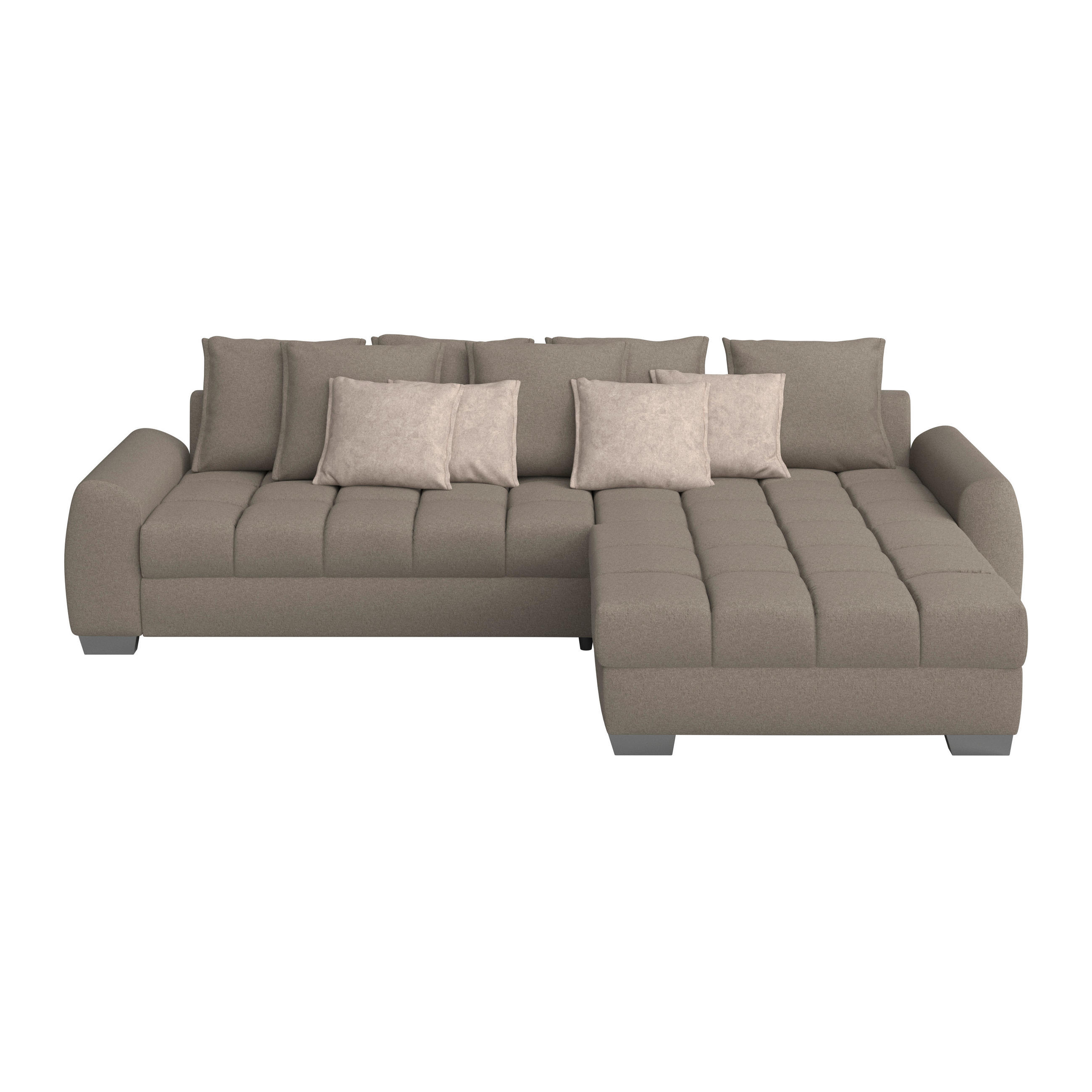 ECKSOFA Taupe Webstoff Rückenkissen, Armlehnenkissen, Rücken echt  - Taupe/Chromfarben, Design, Kunststoff/Textil (320/226cm) - Carryhome