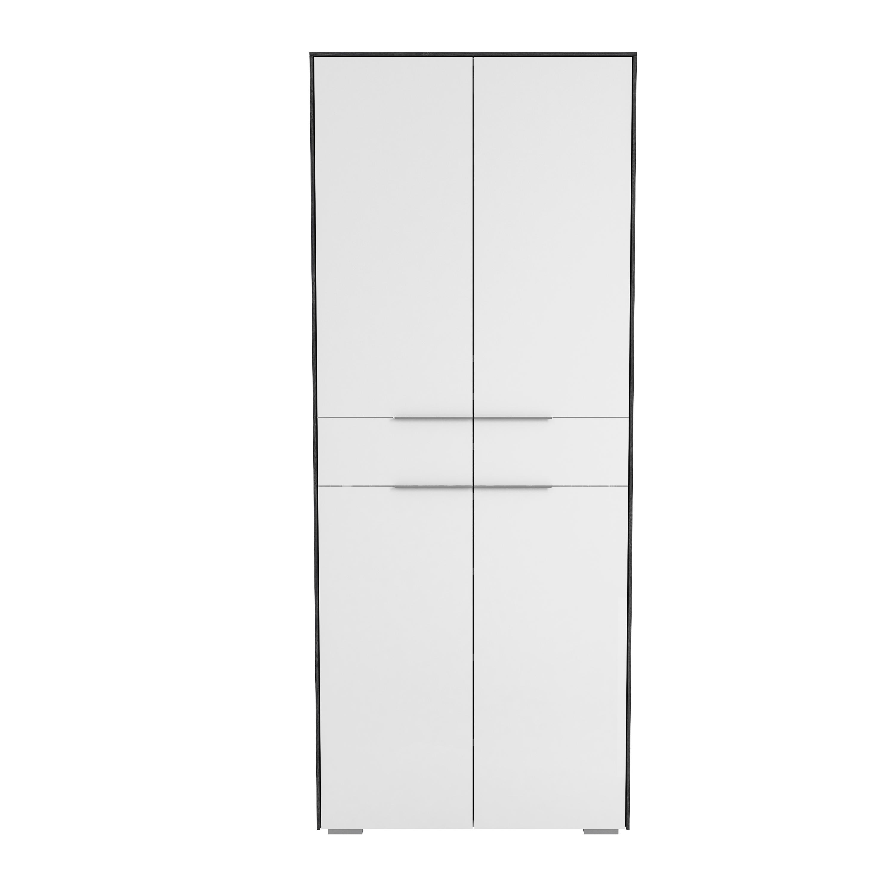GARDEROBENSCHRANK Weiß, Eichefarben  - Chromfarben/Eichefarben, Design, Glas/Holzwerkstoff (80,8/199,1/37,3cm) - Voleo