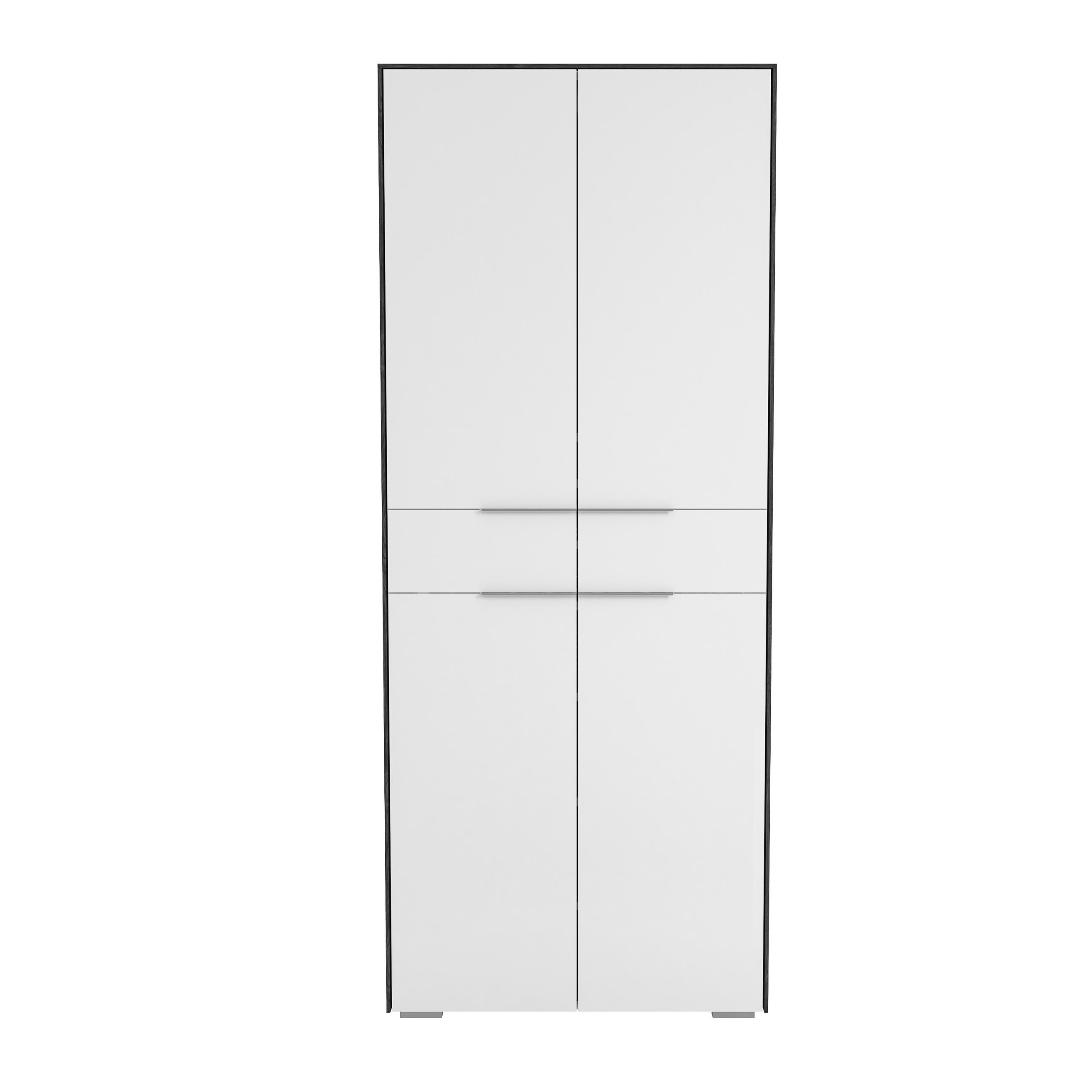 GARDEROBENSCHRANK Weiß, Eichefarben - Chromfarben/Eichefarben, Design, Glas/Holzwerkstoff (80,8/199,1/37,3cm) - Voleo