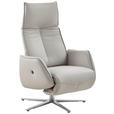 RELAXSESSEL in Leder Hellgrau  - Edelstahlfarben/Hellgrau, Design, Leder (71/114/84cm) - Johann Jakob