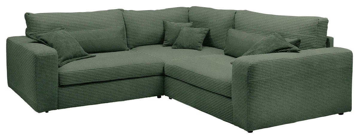 ECKSOFA  Dunkelgrün Cord  - Dunkelgrün/Schwarz, KONVENTIONELL, Kunststoff/Textil (248/248cm) - Carryhome