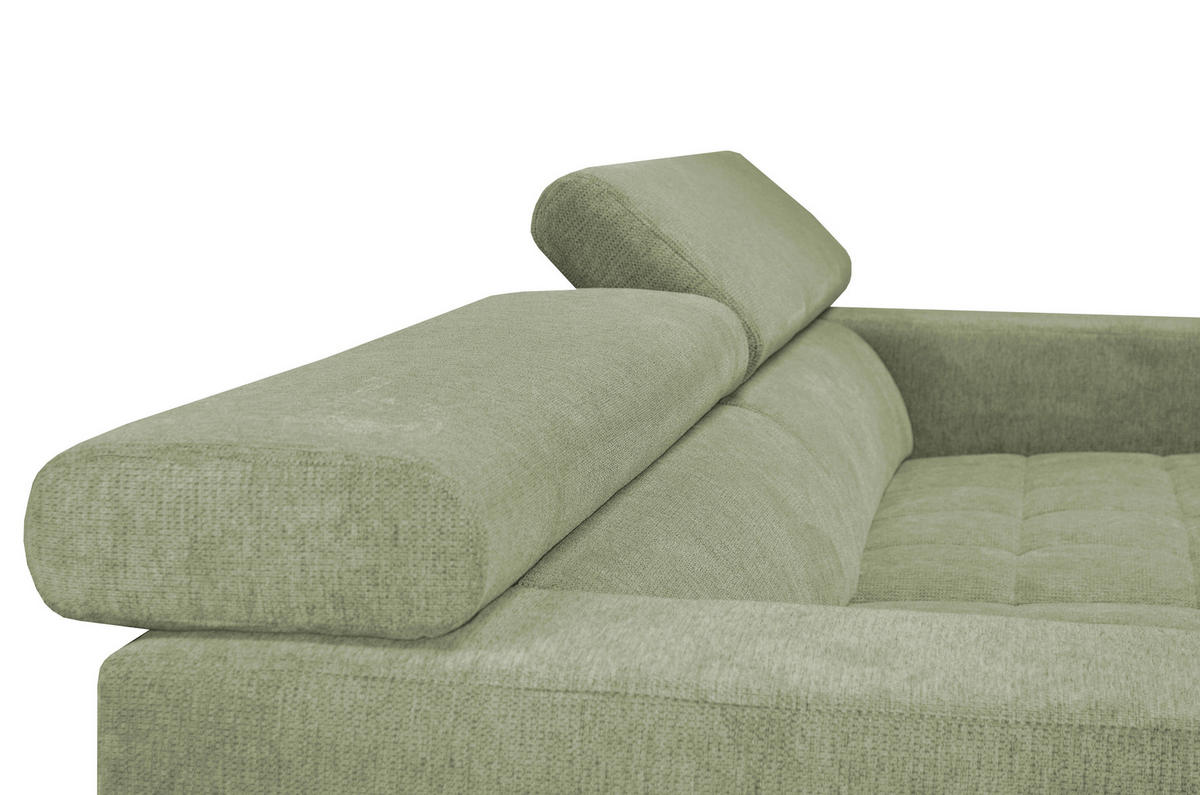 ECKSOFA in Webstoff Olivgrün  279/182 cm  - Schwarz/Olivgrün, KONVENTIONELL, Textil/Metall (279/182cm) - Hom`in