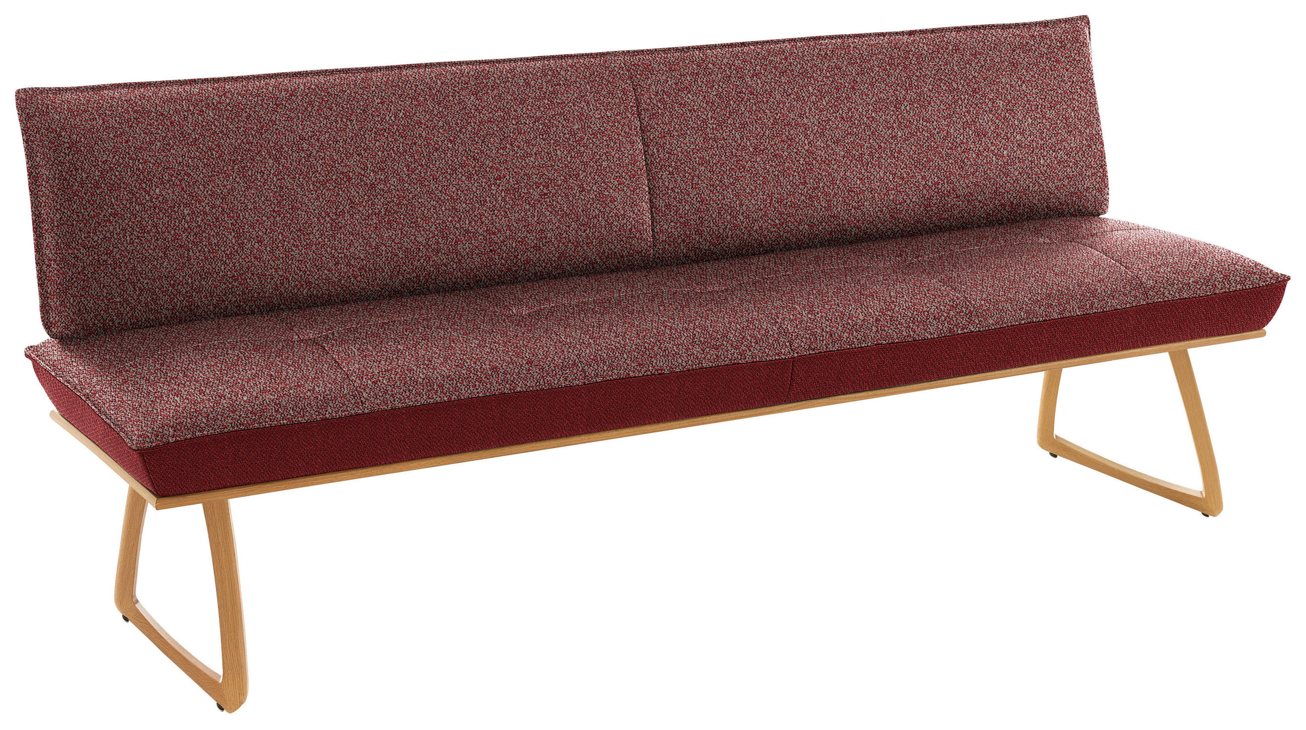SITZBANK 214/88/66 cm  in Rot, Wildeiche  - Wildeiche/Eichefarben, Design, Holz/Textil (214/88/66cm) - Koinor