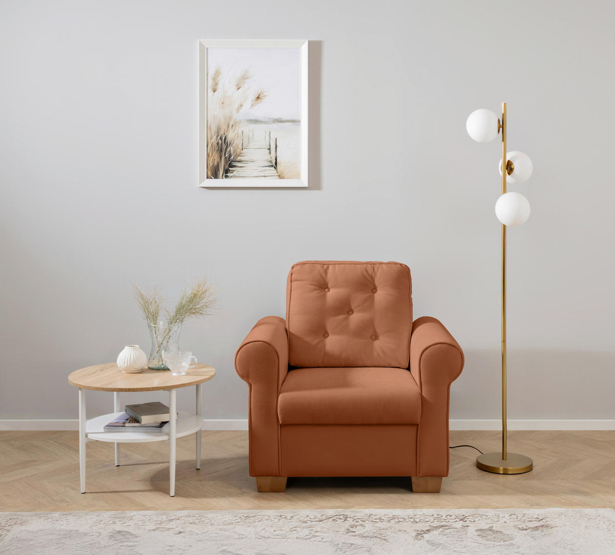 SESSEL in Rostfarben  - Rostfarben/Buchefarben, Design, Holz/Textil (93/89/82cm) - MID.YOU