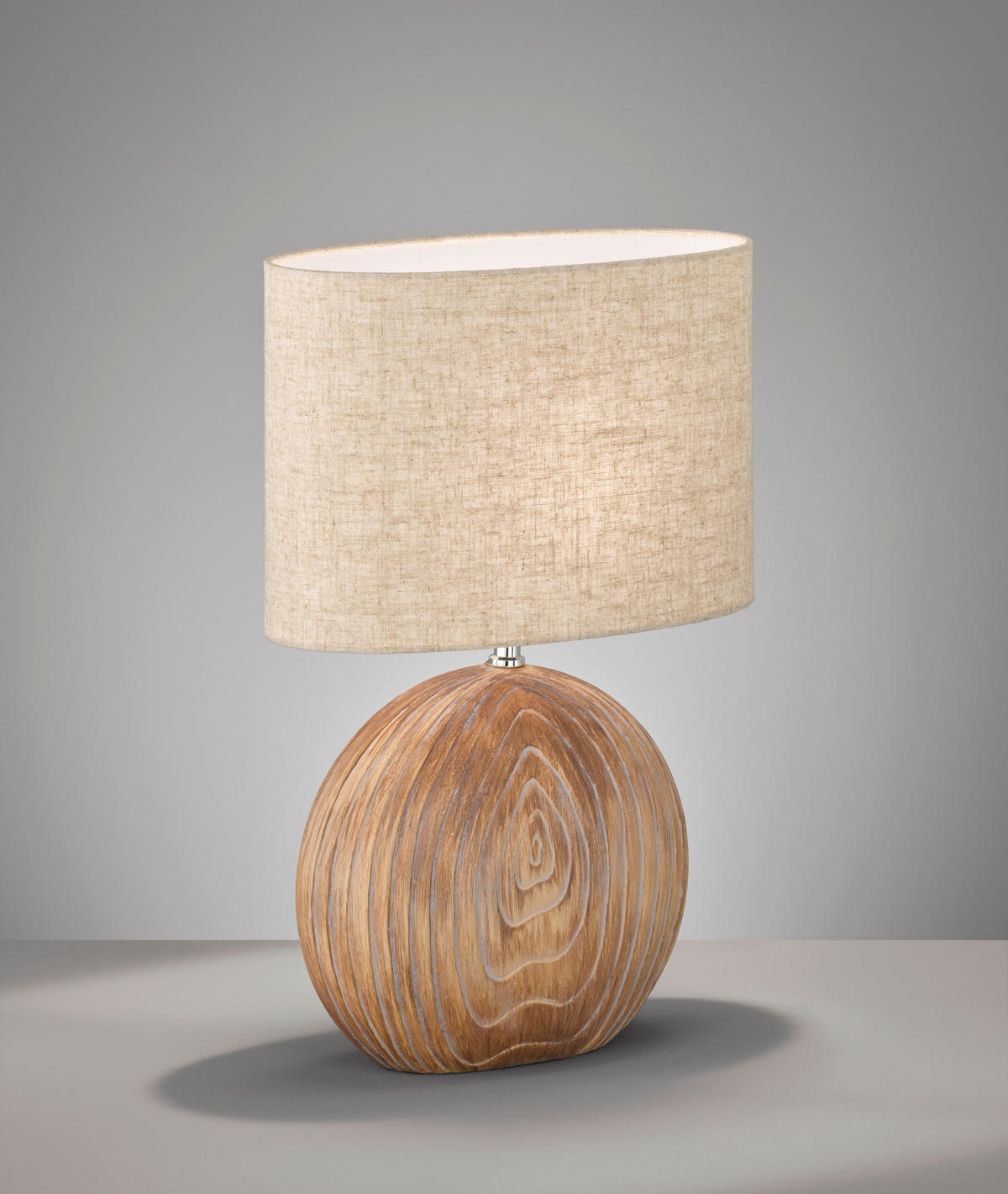 TISCHLEUCHTE 34/17/53 cm   - Sandfarben/Eukalyptusholzfarben, Basics, Keramik/Textil (34/17/53cm) - Fischer & Honsel