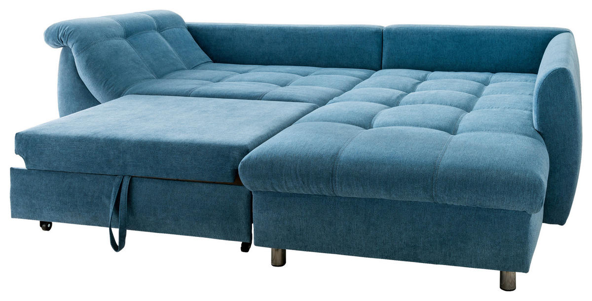 KUTNA GARNITURA tekstil  plava   - srebrne boje/boje kroma, Design, tekstil (250/190cm) - Livetastic