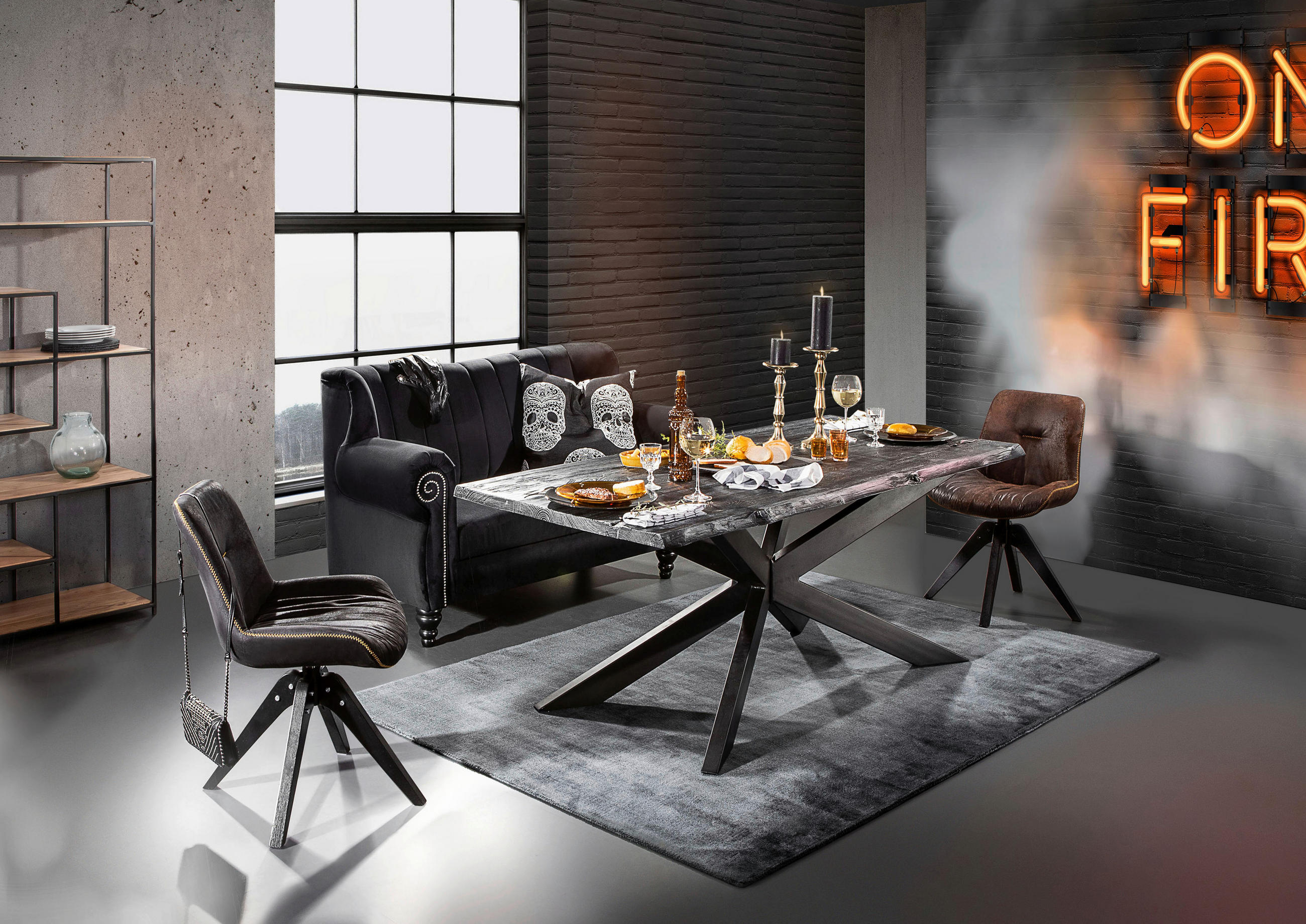 2-SITZER-SOFA Chenille Schwarz - Schwarz, Design, Holz/Textil (168/96/75cm)