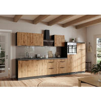 KÜCHENBLOCK 360 cm   Graphitfarben, Eiche Wotan  - Schieferfarben/Eiche Wotan, Basics, Holzwerkstoff/Metall (360cm) - Held